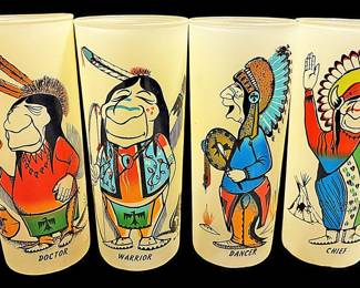 Vintage Indian Frosted Glasses