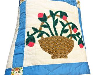 Vintage Handmade Flower Basket Quilt