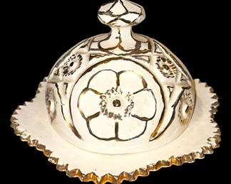 White Ceramic Butter Dish WFloral Designs