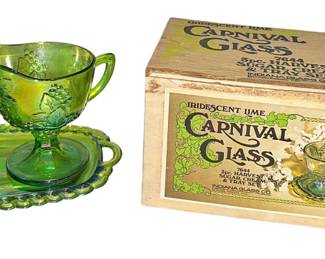 Vintage 3 Piece Carnival Glass Set