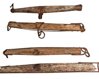Four Antique Wooden Ox Yokes