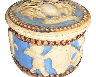 Ceramic Glass Cherub Italy Trinket Jar