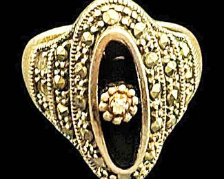 Marcasite Statement Oval Sterling Ring