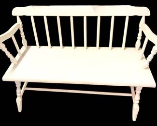 Rustic White Wooden Bench
