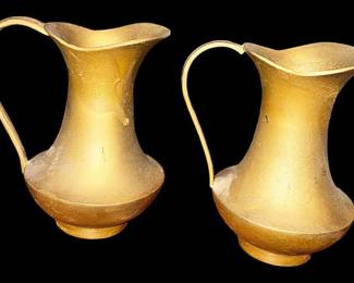 Two Vintage Brass Pitchers