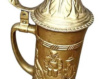 Vintage Beer Stein Lidded Mug Pewter