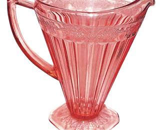 Depression Glass Style Pink Etched Pitcher