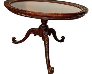 Oval Walnut Coffee Table WServing Tray