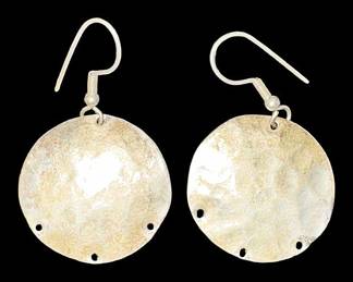 Hammered Circle Silver Tone Earrings