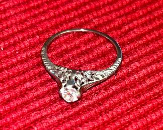 1956 white gold and diamond solitaire anniversary ring