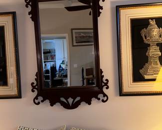 Outstanding signed Baker Chippendale Mahogany Mirror. 