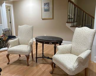 Pair of cream color damask fabric. Outstanding condition.  