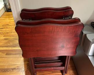 Set of 4 Wooden TV Trays 