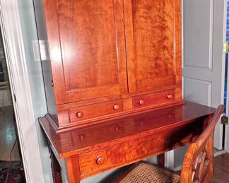 Beautiful Cherry Step Back Desk and Blind Bookcase. Excellent Quality. 