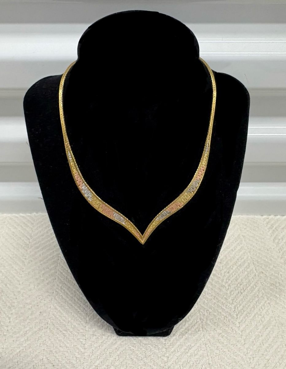 14K Gold Italian Tri-Color Necklace 
