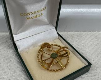 Irish Connemara Marble Celtic Scarf Clip