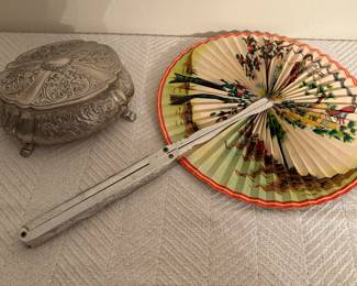 Italian Folding Fan & Jewelry Box