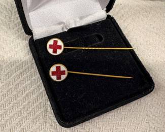 Vintage Red Cross Stick Pins