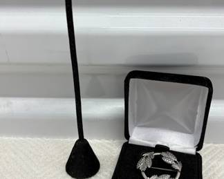 Vintage Beau Sterling Silver Brooch & Earring Set