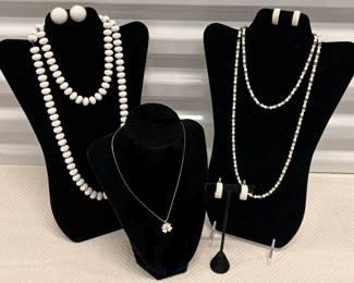 Vintage Monet White & Goldtone Jewelry Collection