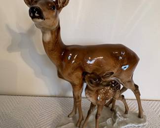 German Deer & Doe Sculpture