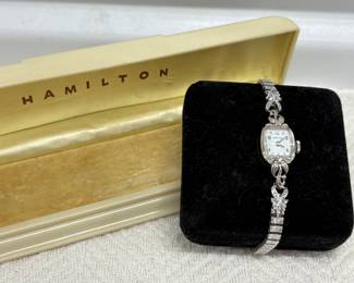 Vintage 14K White Gold Diamond Watch