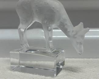 Lalique Signed Deer Figurine