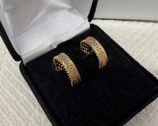 14K Tri-Color Italian Gold Earrings