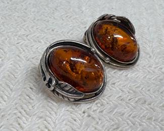 Sterling Silver Amber Earrings