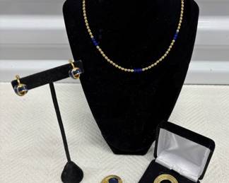 Vintage Monet Goldtone & Cobalt Jewelry Collection