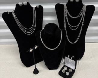 Vintage Monet Silvertone Jewelry Collection