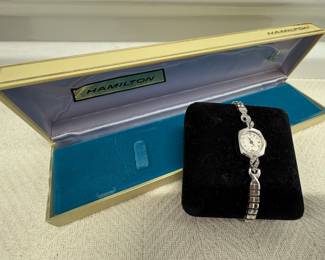 14K White Gold Diamond Hamilton Watch
