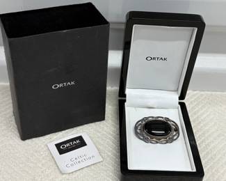 Ortak Sterling Silver Onyx Celtic Brooch