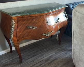 Exquisite Louis XV Style Bombe Commode with Marble Top & Ormolu Mounts