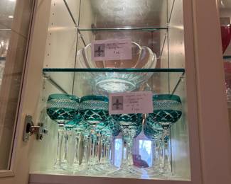 Crystal and china collections available for purchase during in-person shopping on Friday and Saturday
