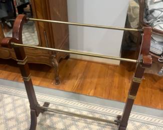 $120. Blanket or quilt rack from Bombay. 27 inches wide by 16 inches deep by 30.5 inches high.  Available for online purchase per the instructions on the sale details page, pickup is during in-person shopping hours.