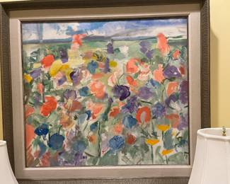 $490. "Poppies". Original watercolor by Martha Miller.  42.4" w 38.5"h.