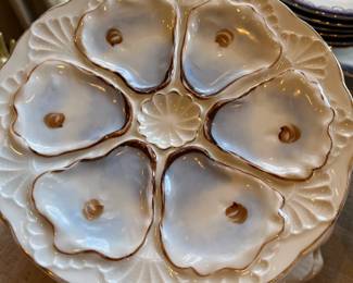 Antique Limoges oyster plates, 6 of them for sale during in-person shopping Friday and Saturday.