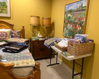 Linen collections available for purchase during in-person shopping on Friday and Saturday