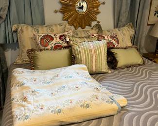 King coverlet and pillows for sale during in person shopping Friday and Saturday.