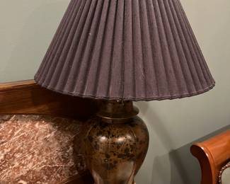 $340. Unusual leather wrapped lamp. 29 inches high. Available for online purchase per the instructions on the sale details page, pickup is during in-person shopping hours.