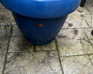 $80. Pair of blue plastic pots 18.5" diameter x 17.25"h.  