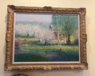 $2200  John Charles Terelack original oil painting titled “Spring” painted in 1990. framed the piece is 48.5 inches wide by 38.25 inches high and 4 inches deep.  For sale during in-person shopping hours Friday and Saturday.