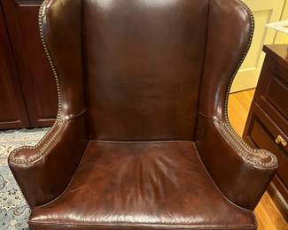 close-up of the second of the leather wing backs