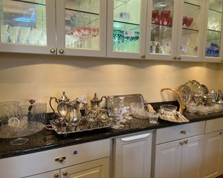 Crystal, silver plate and china collections available for purchase during in-person shopping on Friday and Saturday
