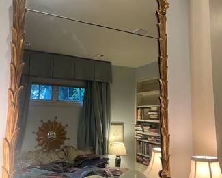 $580. Gilded mirror 32"w x 50"h at the highest point. 
Available for online purchase per the instructions on the sale details page, pickup is during in-person shopping hours.