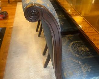 A view from the side of one of the side chairs