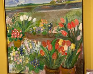 $490. Original art by Martha Miller.  33"w x 37"h.  Available for in person shopping Friday and Saturday.