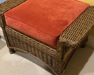 $180  Palecek Wicker ottoman. 30.5 inches wide by 21 inches deep by 18 inches high.  Available for online purchase per the instructions on the sale details page, pickup is during in-person shopping hours.