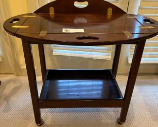 Rolling Butler's tray cart with removable tray.  35.5"w x 25.5"d x 29"h.   Available for in person shopping Friday and Saturday.